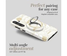 Dėklas MIO Baltas Roses Magsafe Case Compatible Ring Holder