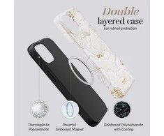Dėklas MIO Baltas Roses Magsafe Compatible for iPhone 15 Pro