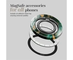 Dėklas MIO Žalias Marble Magsafe Case Compatible Ring Holder