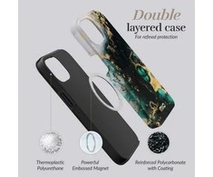 Dėklas MIO Žalias Marble Magsafe Compatible for iPhone 16
