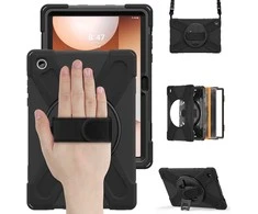 Just Must JM Rugged Case Grip for Samsung Galaxy Tab A11+ with a strap Juodas