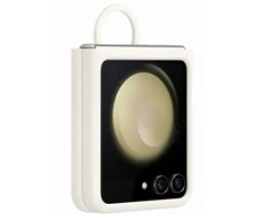 PF731TUE Silikoninis dėklas with Ring for Samsung Galaxy Flip 5, Kreminis (Kreminis)