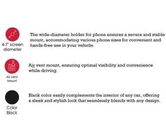 SEEK TOTI Mini Car Air Vent Phone Holder, Juodas
