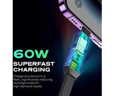STATIK HexCharge Cable; Juodas