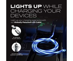 STATIK PowerPivot Pro, šviečiantis LED laidas, USB-C į USB-C, 2m, Juodas