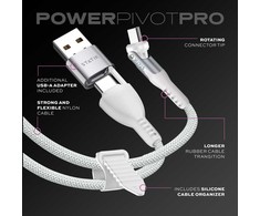 STATIK PowerPivot Pro Nylon Braided Cabel, USB-C to USB-C, 3m, Baltas