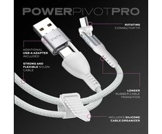 STATIK PowerPivot Pro Nylon Braided Cabel, USB-C to USB-C, 3m, Baltas