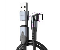 STATIK PowerPivot Pro Nylon Braided Cabel, USB-C to USB-C, 1m, Juodas