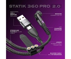 STATIK Statik 360 Pro, Universal Magnetic Charging Cable, 1m, Juodas