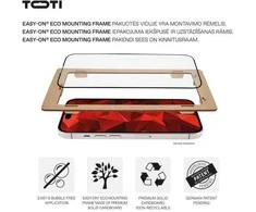 „Toti Premium PREMIUM TEMPERED“ grūdinto stiklo 3D ekrano apsauga, skirta „Apple iPhone 16 Plus“ / „15 Plus“.