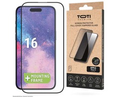 „Toti Premium PREMIUM“ grūdinto stiklo 3D ekrano apsauga, skirta „Apple iPhone 16“ telefonui.