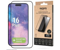 „Toti Premium PREMIUM TEMPERED“ grūdinto stiklo 3D ekrano apsauga, skirta „Apple iPhone 16 Plus“ / „15 Plus“.