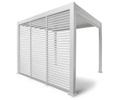 Žaliuzių sienelė stoginei Pergola PREMIUM 3 m baltos spalvos