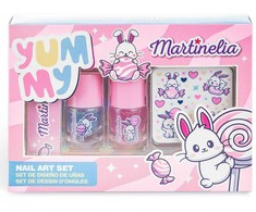 Aquarius MARTINELIA Yummy nagų dailės rinkinys, 2 nagų lakai, 1 dildė ir įvairaus dizaino nagų lipdukai Zuikis