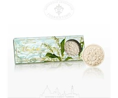SAF FIORENTINO apvalių muilų su gėlių rašto įspaudu rinkinys Pakalnutė, 3x125 g