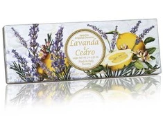 SAF FIORENTINO apvalių muilų su įspaudu rinkinys Levanda ir Kedras, 3x100 g