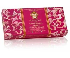 SAF FIORENTINO stačiakampių muilų su herbo įspaudu rinkinys Palisandras ir Kvepenė, 3x125 g