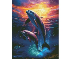 Deimantinė mozaika Delfinai spinduliuose 40x50 cm