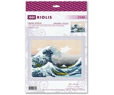 Riolis Kryželiu siuvinėjimo rinkinys „Didysis bangos ties Kanagava po K. Hokusai meno kūrinio“ 40x30 SR2186