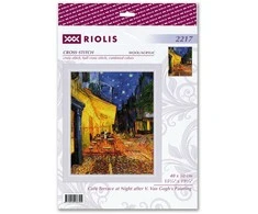 Riolis Kryželiu siuvinėjimo rinkinys „Naktinė kavinės terasa pagal V. Van Gogo paveikslą“ 40x50 SR2217