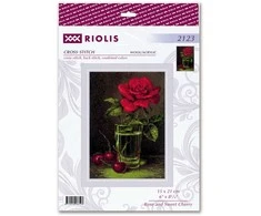 Riolis Kryželiu siuvinėjimo rinkinys Rožė ir Sweet Cherry 15x21 SR2123