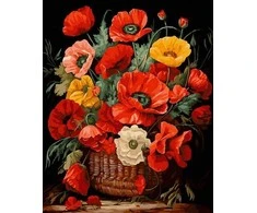 Tapyba pagal skaičius Aguonų krepšelis 40x50 cm