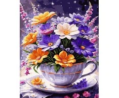 Tapyba pagal skaičius Arbatos puodelis Žydi 40x50 cm