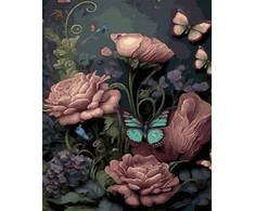 Tapyba pagal skaičius Drugeliai ir rožės 40x50 cm