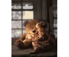 Tapyba pagal skaičius Maža mergaitė ir meškiukas 40x50 cm