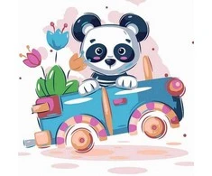 Tapyba pagal skaičius Panda automobilyje 20x20 cm