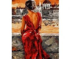 Tapyba pagal skaičius Ponia raudonai 40x50 cm