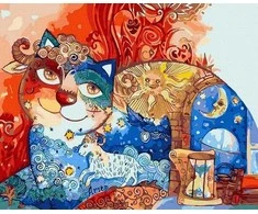 Tapyba pagal skaičius Raštuota katė 40x50 cm