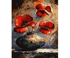 Tapyba pagal skaičius Raudonos aguonos vazoje 40x50 cm