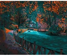 Tapyba pagal skaičius Rudens upės scena 40x50 cm