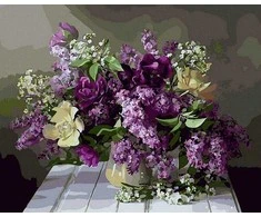 Tapyba pagal skaičius Violetinė gėlių kompozicija 40x50 cm
