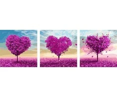 Tapyba pagal skaičius Violetinės širdies medžiai 50x50x3 cm
