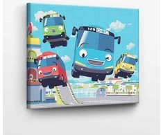 Tapyba pagal skaičius Laimingi autobusai 40x50 cm