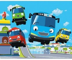 Tapyba pagal skaičius Laimingi autobusai 40x50 cm