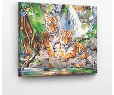 Tapyba pagal skaičius Tigro jaunikliai prie vandens 40x50 cm
