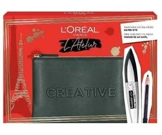 Atelier Kit Set L'Oreal Paris: Bambi Eye Lash Defining Blakstienų tušas Extra Juodas 8.9 ml + Paradise Kajal Eye Pieštukas 1.2 g + Textile Makeup Bag Juodas