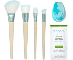 Brighter Tomorrow Set EcoTools: EcoTools Blending Foundation + EcoTools Blending Maskuoklis + EcoTools Diffuse Eyeshadow + EcoTools &amp; Sponge Valiklis Lotion 7.39 ml + EcoTools Blending Blush + EcoTools Makeup Sponge Mėlyna