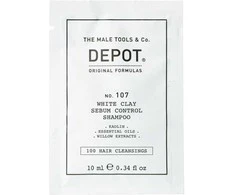 Depot, 100 plaukų valymo priemonių Nr. 107, kaolinas, plaukų šampūnas, skirtas pertekliniam riebalų išsiskyrimui reguliuoti, 10 ml