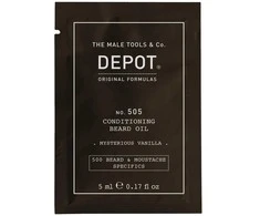 Depot, 500 Beard - Mustache Specifics No. 505, Barzdos aliejus, Paslaptingoji vanilė, Vitaminas E, Žvilgesiui ir Švelnumui, 5 ml