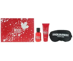 Dsquared2 Raudona Wood rinkinys moterims (EDT, 50 ml + dušo želė, 100 ml + miego kaukė)