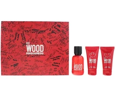 Dsquared2 Set Dsquared 2: Raudona Wood Eau De Toilette For Women, 50 ml + Raudona Wood Dušo želė &amp; Šampūnas 2-In-1, 50 ml + Raudona Wood Losjonas kūnui, 50 ml