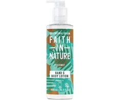 Faith In Nature, Coconut, Hydrating &amp; Softening, Daily, Losjonas kūnui, For Hands &amp; Body, 400 ml