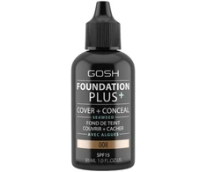 Gosh Foundation Plus+ Cover &amp; Conceal Liquid Foundation 008 Honey SPF15, 30 ml