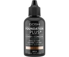 Gosh Foundation Plus+ Cover &amp; Conceal Liquid Foundation 010 Tan SPF15, 30 ml