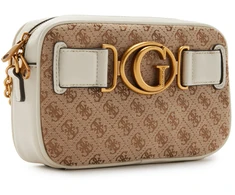 Guess, Aviana, Textile Crossbody Bag, rusvai gelsvas/Baltas, 25 x 15 x 6.5, For Women
