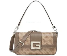 Guess, Brightside, Polyurethane, Textile Bag, 4G Logo, Latte, For Women